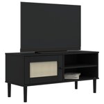 vidaXL Meuble TV SENJA aspect rotin noir 106x40x49cm bois massif pin
