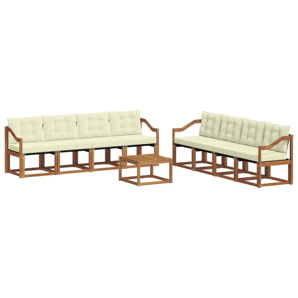 vidaXL Ensemble de canapés d'extérieur 9 pc Naturel et Crème