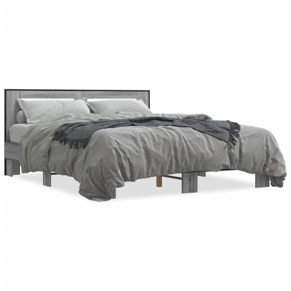 vidaXL Cadre de lit sans matelas sonoma gris 150x200 cm