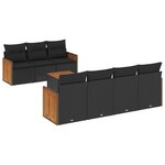 vidaXL Salon de jardin 8 Pièces avec coussins noir résine tressée