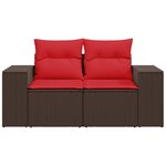 vidaXL Canapé de jardin avec coussins 2 places en résine tressée marron