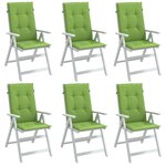 vidaXL Coussins de chaise à dossier haut lot de 6 vert mélangé tissu