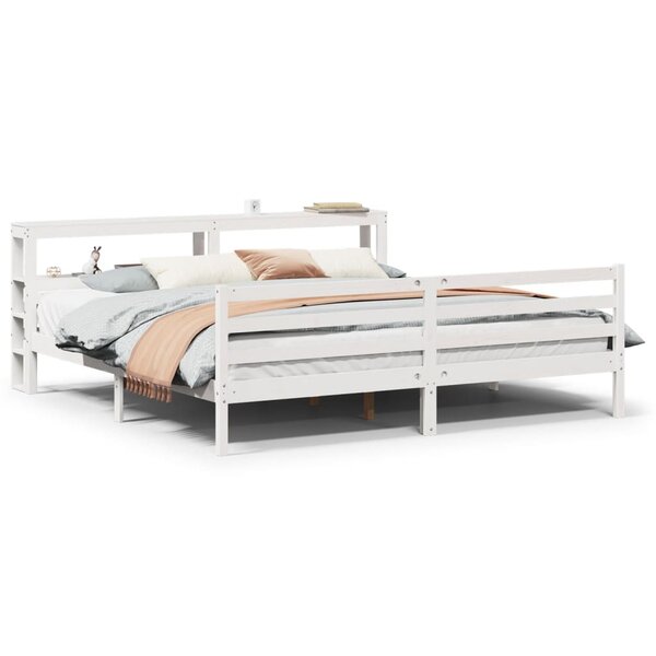 vidaXL Cadre de lit et tête de lit blanc 200x200 cm bois de pin massif