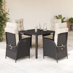 vidaXL Ensemble à manger de jardin coussins 5Pièces Noir Résine tressée