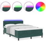 VidaXL Lit à ressorts avec matelas et LED vert foncé 140x190 cm velours