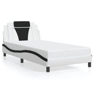 vidaXL Cadre de lit Viana sans matelas blanc et noir 100x200 cm similicuir