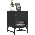 vidaXL Tables de chevet avec portes en verre 2 Pièces noir 35x37x50 cm