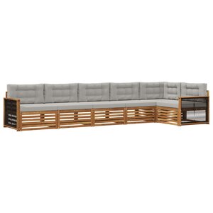 vidaXL Ensemble de canapés d'extérieur 6 pc Naturel et gris clair