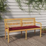 vidaXL Banc Batavia avec coussin rouge bordeaux 150cm Bois teck massif