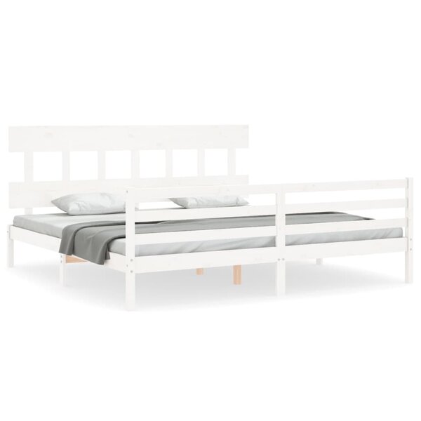 vidaXL Cadre de lit sans matelas blanc 200x200 cm bois massif