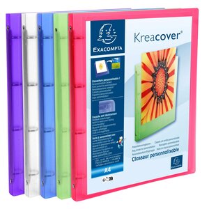 Classeur 4 Anneaux 15mm Polypropylène Chromaline 5/10e Krea Cover - A4 - Couleurs Assorties - Exacompta