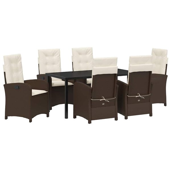 vidaXL Ensemble de salle à manger pour jardin 7 Pièces Marron polyrotin