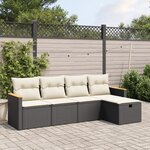 vidaXL Salon de jardin 5 Pièces avec coussins noir résine tressée
