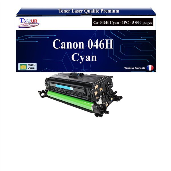 T3AZUR -Toner compatible avec Canon 046H (1253C002/1249C002) pour Canon LBP-653Cdw  LBP-654Cx  Cyan - 5 000p