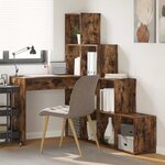 vidaXL Bureau d'angle avec étagère Chêne fumé 101.5 x 149.5 x 149.5 cm