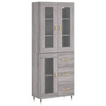 vidaXL Buffet haut Sonoma gris 69 5x34x180 cm Bois d'ingénierie