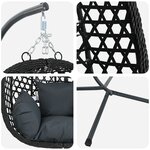 vidaXL Panier de Chaise Œuf Suspendue avec Support Anthracite Poly Rattan