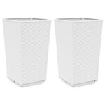 vidaXL Jardinières 2 Pièces blanc 32 5x32 5x57 cm polypropylène