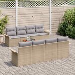 vidaXL Ensemble de canapé de jardin 7 Pièces Beige et Gris clair