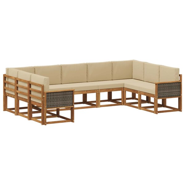 vidaXL Ensemble de canapés d'extérieur 9 pc Naturel et Beige