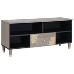 vidaXL Meuble TV Gris et or 100 x 33.5 x 46 cm Bois de manguier massif