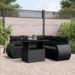 vidaXL Salon de jardin 6 Pièces avec coussins noir résine tressée