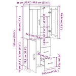 vidaXL Haut Armoire 2 Pièces Chêne noir Bois Aggloméré et Verre