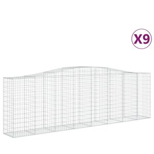 vidaXL Paniers à gabions arqués 9 Pièces 400x50x120/140 cm Fer galvanisé