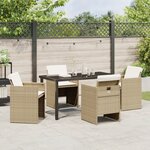 vidaXL Ensemble de repas de jardin 5 pièces avec coussins beige en poly rattan