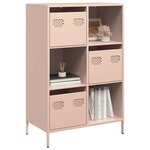 vidaXL Buffet haut rose 68x39x103 5 cm acier
