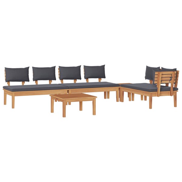 Ensemble de repas de jardin de 5 pièces avec coussins en bois massif d'acacia