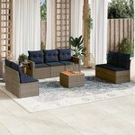 vidaXL Salon de jardin 8 Pièces avec coussins gris résine tressée