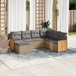 vidaXL Salon de jardin avec coussins 7 Pièces beige résine tressée