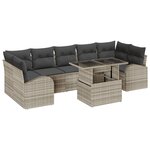 vidaXL Ensemble de canapé de jardin de 8 pièces avec coussins en poly rattan gris clair