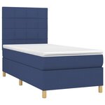 vidaXL Sommier à lattes de lit et matelas et LED Bleu 80x200cm Tissu
