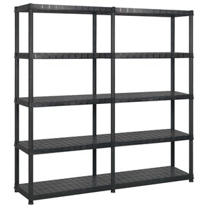 vidaXL Étagère de rangement à 5 niveaux Noir 170x40x185 cm Plastique
