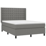 vidaXL Sommier à lattes de lit matelas LED Gris foncé 140x190 cm Tissu