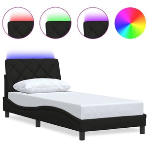 vidaXL Cadre de lit avec LED sans matelas noir 80x200 cm tissu