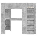 vidaXL Cadre de lit superposé avec bureau Gris béton 90 x 190 cm
