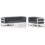 vidaXL Salon de jardin avec coussins 6 Pièces blanc bois de pin massif