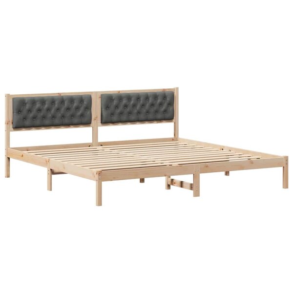 vidaXL Cadre de lit Gris foncé 200 x 200 cm Pin massif