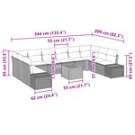 vidaXL Ensemble de canapés de jardin 11 pièces avec coussins Gris Poly Rotin Acacia