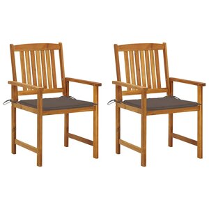 vidaXL Chaises de jardin avec coussins lot de 2 Bois d'acacia massif