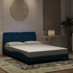 vidaXL Cadre de lit avec LED sans matelas bleu 140x200 cm velours