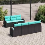 vidaXL Ensemble de canapé de jardin 8 Pièces Noir et turquoise