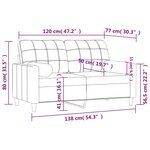vidaXL Canapé 2 places avec oreillers jaune clair 120 cm tissu