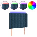 vidaXL Tête de lit à LED Bleu foncé 93x16x118/128 cm Velours