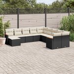 vidaXL Salon de jardin 11 Pièces avec coussins noir résine tressée