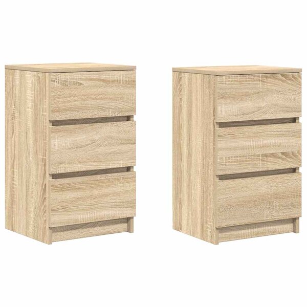 vidaXL Tables de chevet avec 3 tiroirs 2 Pièces chêne sonoma 39x35x65 cm
