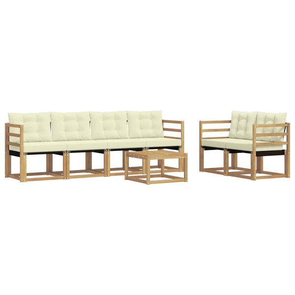 vidaXL Ensemble de canapés d'extérieur 7 Pièces Blanc et crème